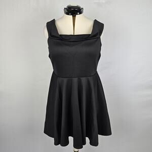 Boohoo Dress Women's 14 Black Sleeveless Ruffles Fit and Flare Mini